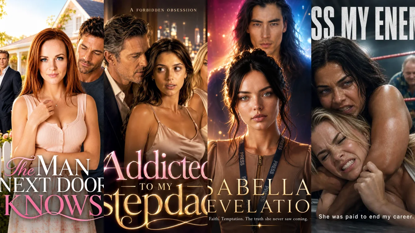 Posters of The Man Next Door Knows, Addicted to my stepdad, Isabella's Revelation and Kiss My Enemy
